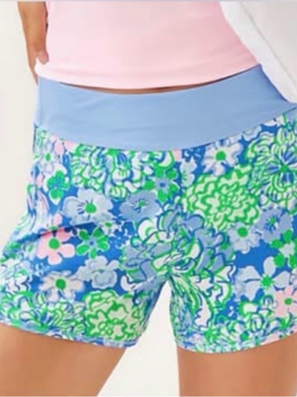 NWT Lilly Pulitzer XL LUXLETIC Bicci Short UPF 50 Sunwashed Blue Plumes in Bloom